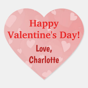 Sticker Cœur Valentines Day Coeurs rouges roses Nom personnalis