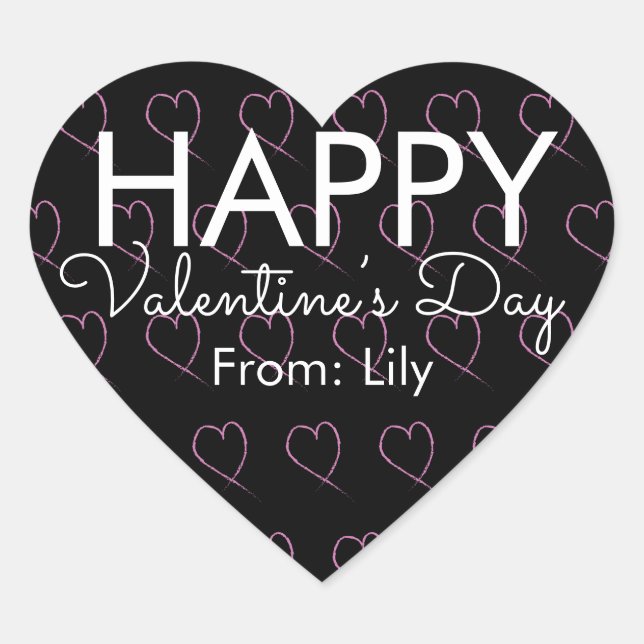 Sticker Cœur Valentines Day Scribble Hearts rose noir (Devant)
