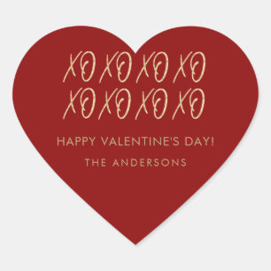 Sticker Cœur Valentine's XOXO Red Faux Gold