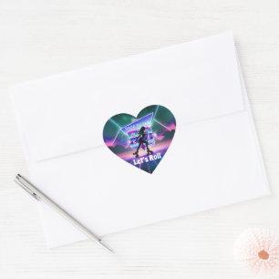Sticker Cœur Vaporwave Roller Skate fête d'anniversaire