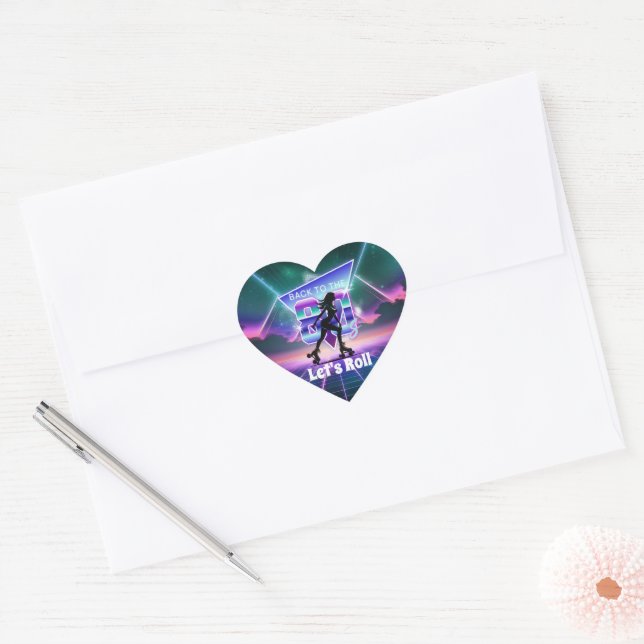 Sticker Cœur Vaporwave Roller Skate fête d'anniversaire (Enveloppe)