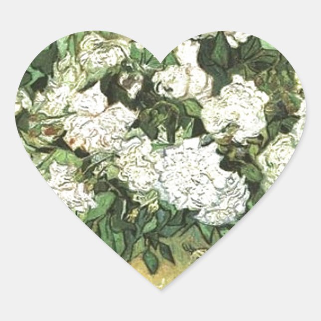 Sticker Cœur Vase avec Roses - Van Gogh (Devant)