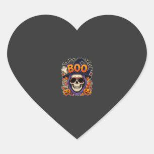 Sticker Cœur Vecteur de lunettes de soleil crâne Boo Halloween