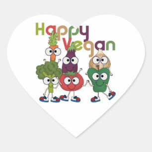 Sticker Cœur Végétalien heureux