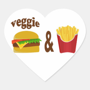 Sticker Cœur Veggie Burger et Fries