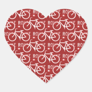 Sticker Cœur Vélo amusant Route Fixie Vélo Cycliste Motif Rouge