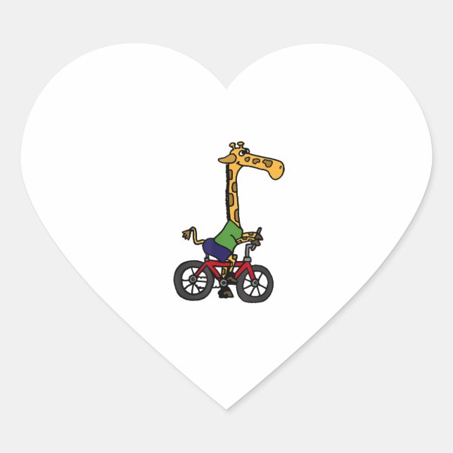 Sticker Cœur Vélo cool Giraffe équitation (Devant)
