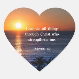 Sticker Cœur verset biblique, Philippiens 4:13,