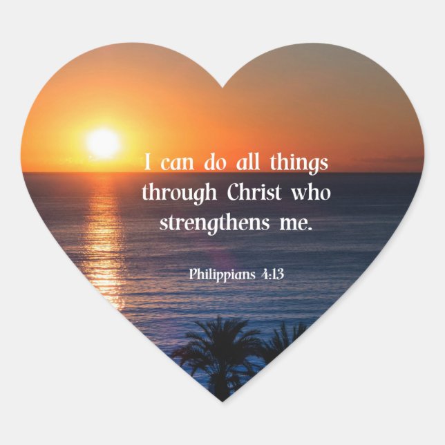 Sticker Cœur verset biblique, Philippiens 4:13, (Devant)