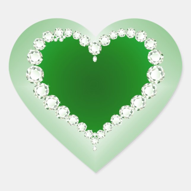 Sticker Cœur Vert, Diamants, Coeur, (Devant)