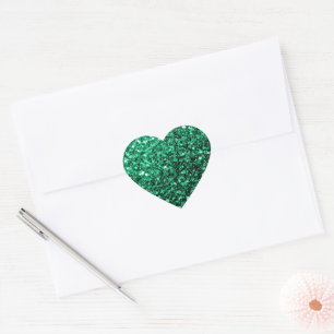 Sticker Cœur Vert émeraude paillettes scintillantes