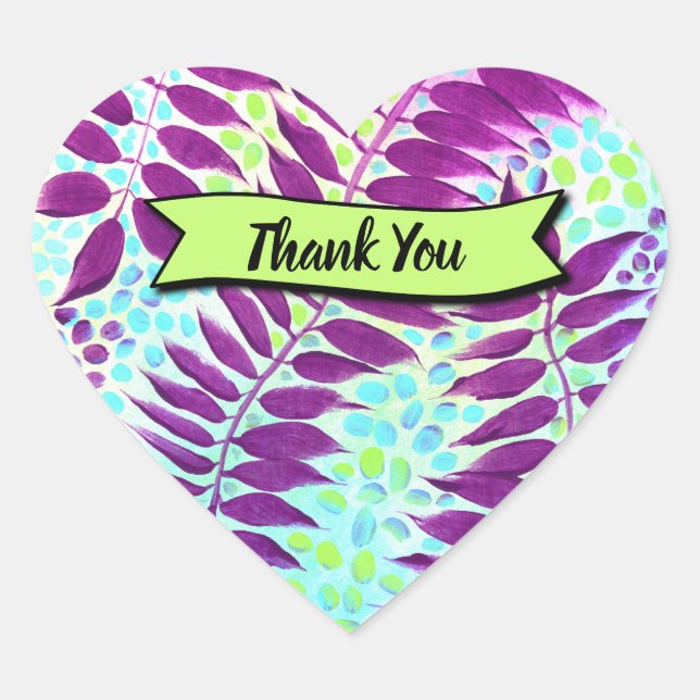 Sticker Cœur Vert moderne Botanique élégant (Devant)