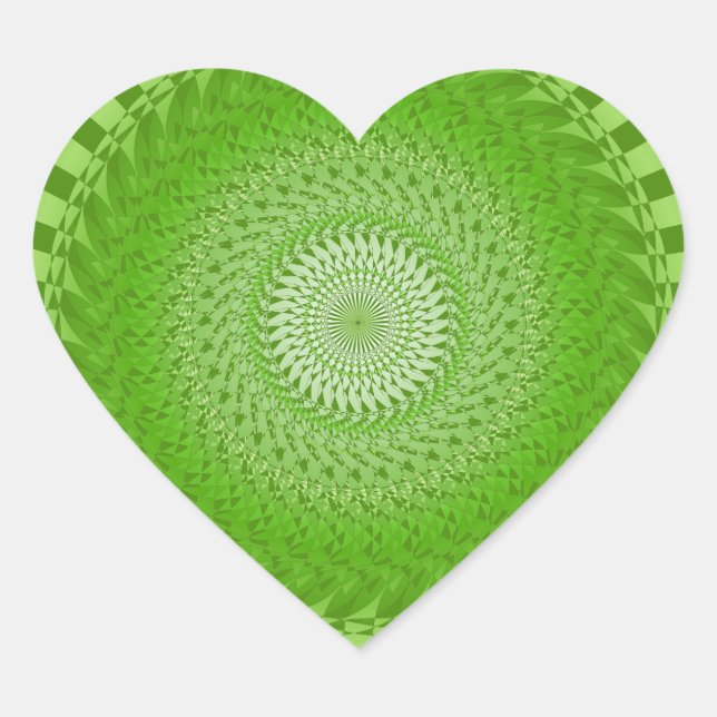 Sticker Cœur Vert Sun Mandala (Devant)
