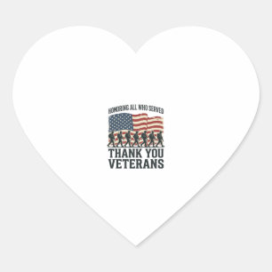 Sticker Cœur Vétérans Merci T-shirt du drapeau patriotique mili