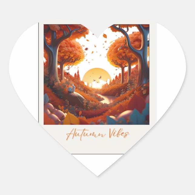 Sticker Cœur Vibes d'automne Surréalisme (Devant)