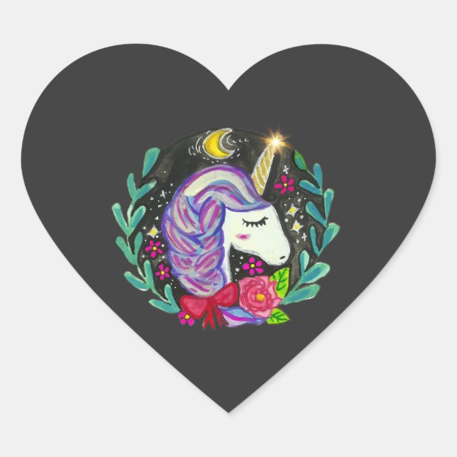 Sticker Cœur Vibes de Licorne Magique  (Devant)