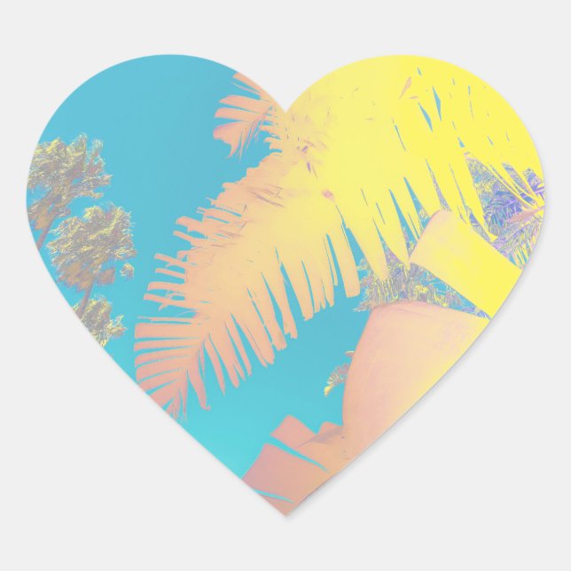Sticker Cœur Vibes positives Palmiers tropicaux (Devant)