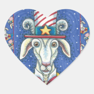 STICKER CŒUR VIEUX ONCLE DE CHÈVRE SAM, FUNNY FARM PATRIOTIC BI