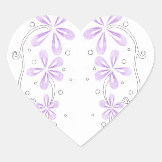 Sticker Cœur Vignes florales pourpres