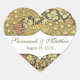 Sticker Cœur Vignoble Art Nouveau Peacocs