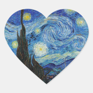 Sticker Cœur Vincent Van Gogh Starry Nuit Vintage Art