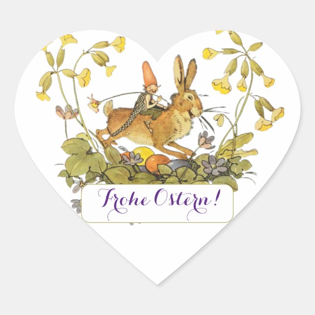 Sticker Cœur Vintage allemand Pâques (Devant)