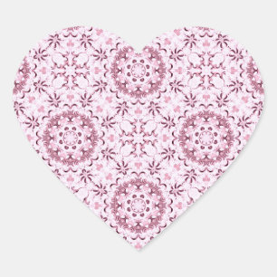 Sticker Cœur Vintage Cercle rose Motif romantique