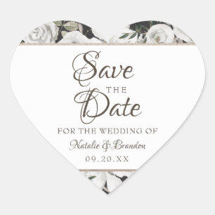 Sticker Cœur Vintage cerisier blanc floral & Roses Enregistrer