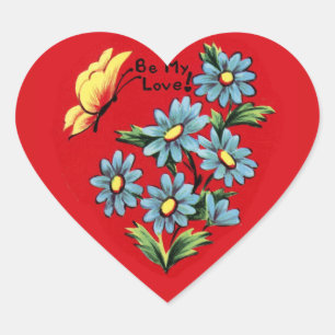 Sticker Cœur Vintage Forget-Me-Not Valentine