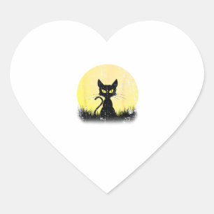 Sticker Cœur Vintage Halloween Chat T Chemise Pleine lune Patin