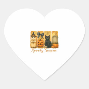 Sticker Cœur Vintage Halloween saison Éffrayante, mignon fantôm