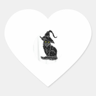Sticker Cœur Vintage Halloween Scary Black Chat Sorcière Casque
