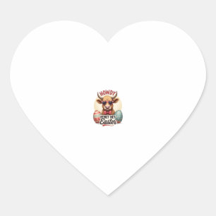 Sticker Cœur Vintage Howdy Chérie Pâques Vache Highland Mignon