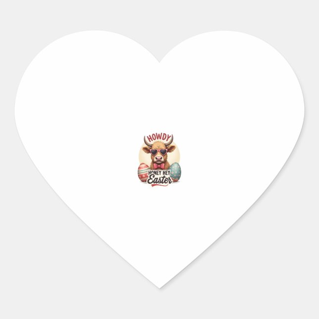 Sticker Cœur Vintage Howdy Honey Easter Highland Cow Cute Bunny (Devant)