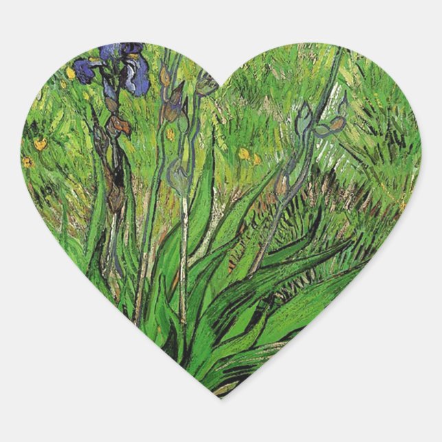 Sticker Cœur Vintage, Iris par Vincent van Gogh (Devant)