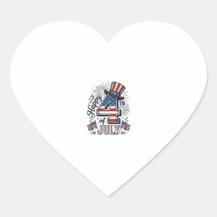 Sticker Cœur Vintage Joyeux 4 juillet Chapeau Patriotique Vecte