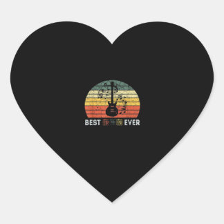 Sticker Cœur Vintage Meilleur papa toujours amour guitare