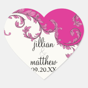 Sticker Cœur Vintage Motif de feuille