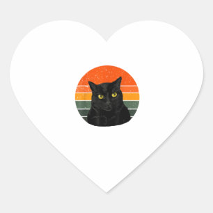 Sticker Cœur Vintage noir chat Yellow Eyes