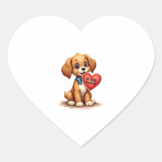 Sticker Cœur Vintage Retro Saint-Valentin Chien Toutou Saint-Va