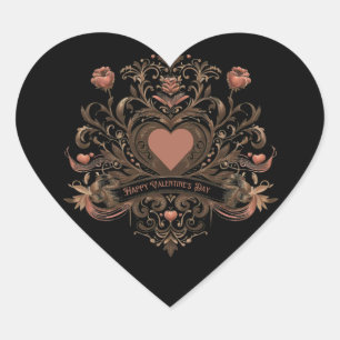 Sticker Cœur Vintage Saint Valentin victorienne