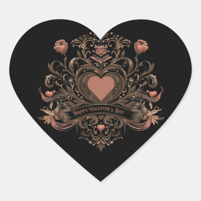 Sticker Cœur Vintage Saint Valentin victorienne (Devant)