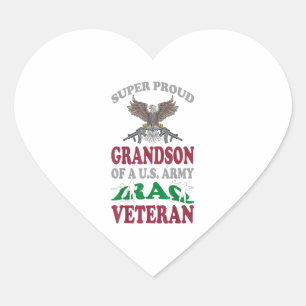 Sticker Cœur Vintage Super Fier Grand-Fils De L'Armée Américain