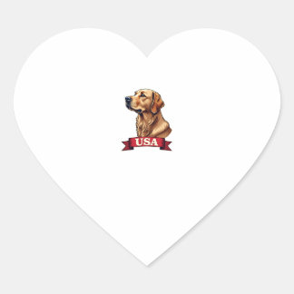 Sticker Cœur Vintage USA Golden Retriever Engraving Shirt