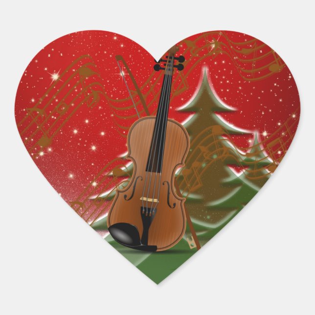 Sticker Cœur Violon à Noël (Devant)