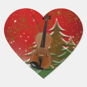 Sticker Cœur Violon à Noël