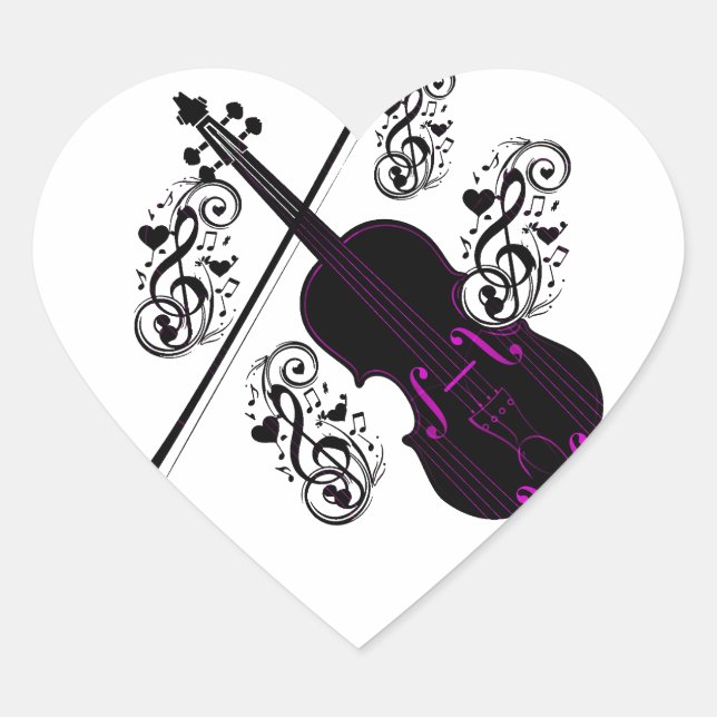Sticker Cœur Violon, amour cinglé_ (Devant)