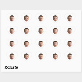 Sticker Cœur Visage bébé personnalisé, drôle photo personnalisé