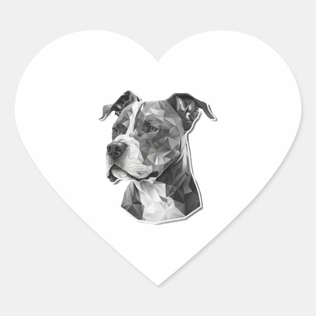 Sticker Cœur Visage de chien Pitbull (Devant)