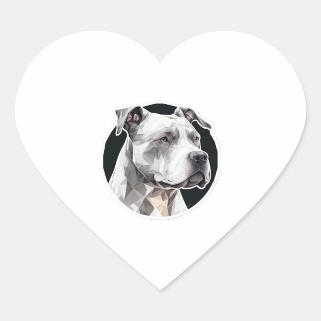 Sticker Cœur Visage de chien Pitbull (Devant)